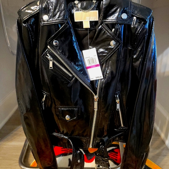 Michael Kors Patent Leather Moto Jacket - Picture 2 of 6